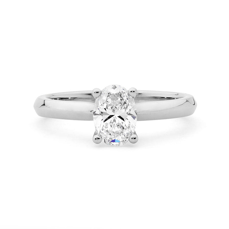 'Aurora' Platinum Oval White Diamond Engagement Ring