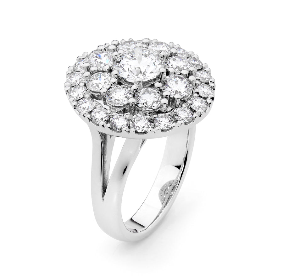 Oval Shaped Cluster Ring