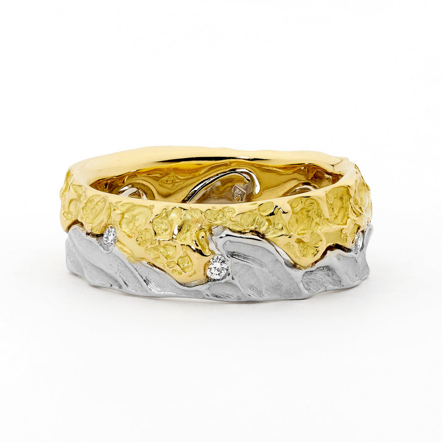 'Ranges' 18ct Yellow Gold & Platinum Diamond Ring