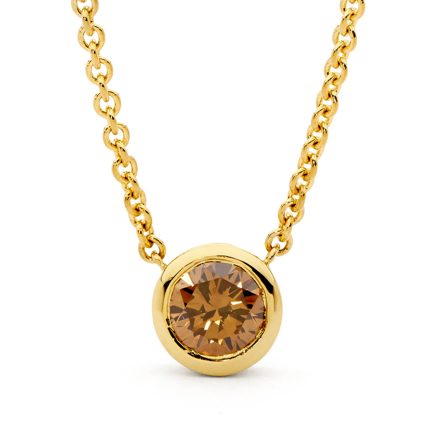 'Desert Sun' Champagne Diamond Bezel Set Necklace