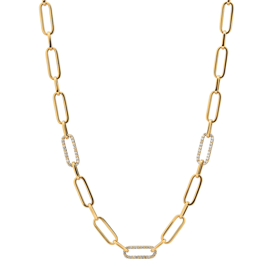 'Bianca' 18ct Gold & White Diamond Paperclip Chain Necklace