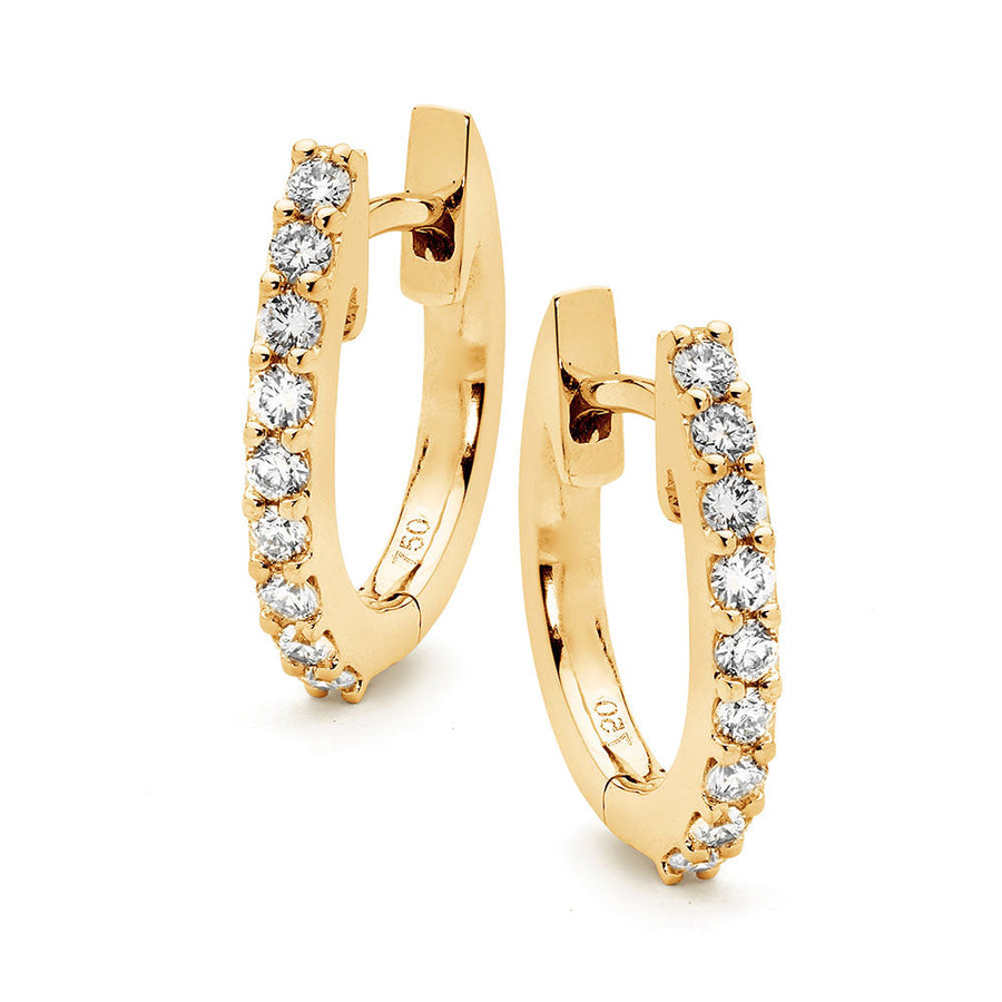 White Diamond Huggie Earrings