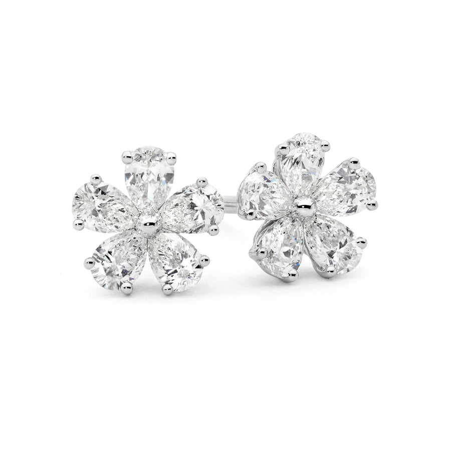 Pear Shaped Diamond Floral Studs