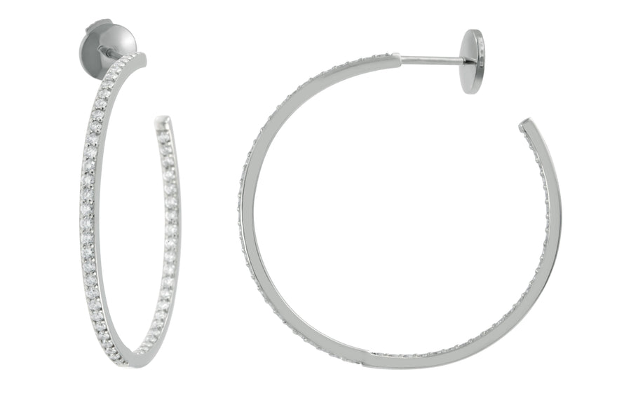 'Daisy' White Gold Diamond Hoops