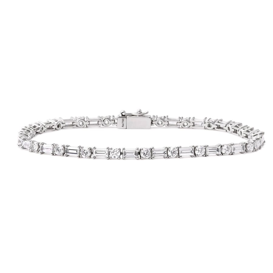 Round and baguette diamond tennis bracelet
