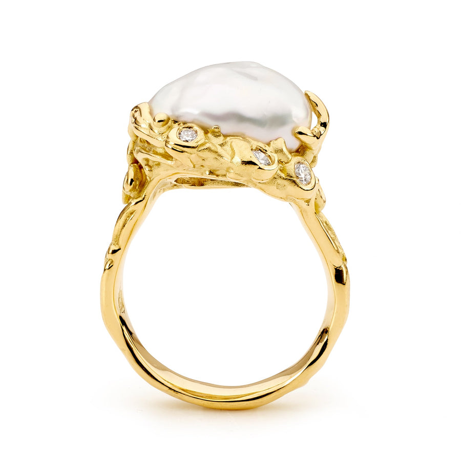Turquoise Bay Pearl and Diamond Ring