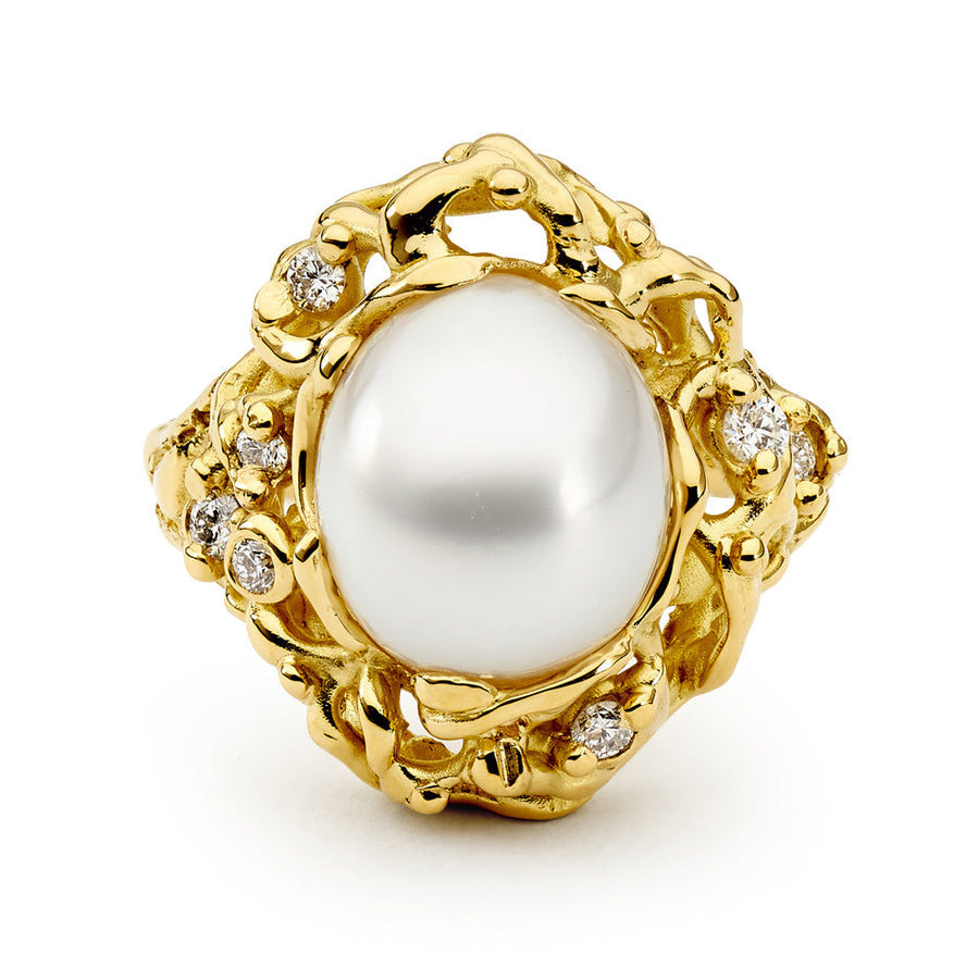 'Lola' Australian South Sea Pearl & Diamond Ring