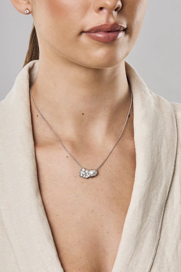 Diamond and Pearl Coastal Flower Necklace