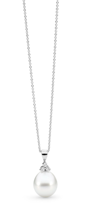 White Classic Trefoil Diamond White Gold Pendant Perth online jewellery shop