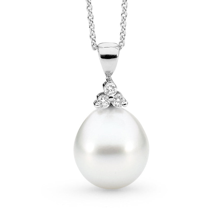 White Classic Trefoil Diamond White Gold Pendant Perth online jewellery shop