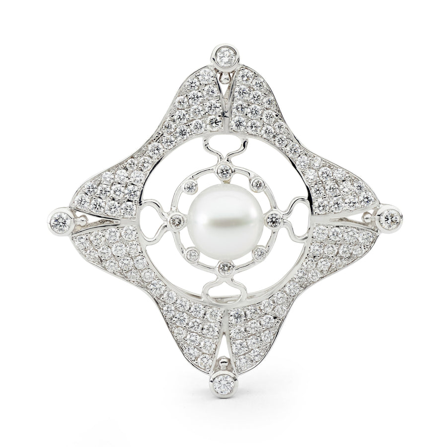 'Royale' 18ct Australian South Sea Pearl & Diamond Brooch