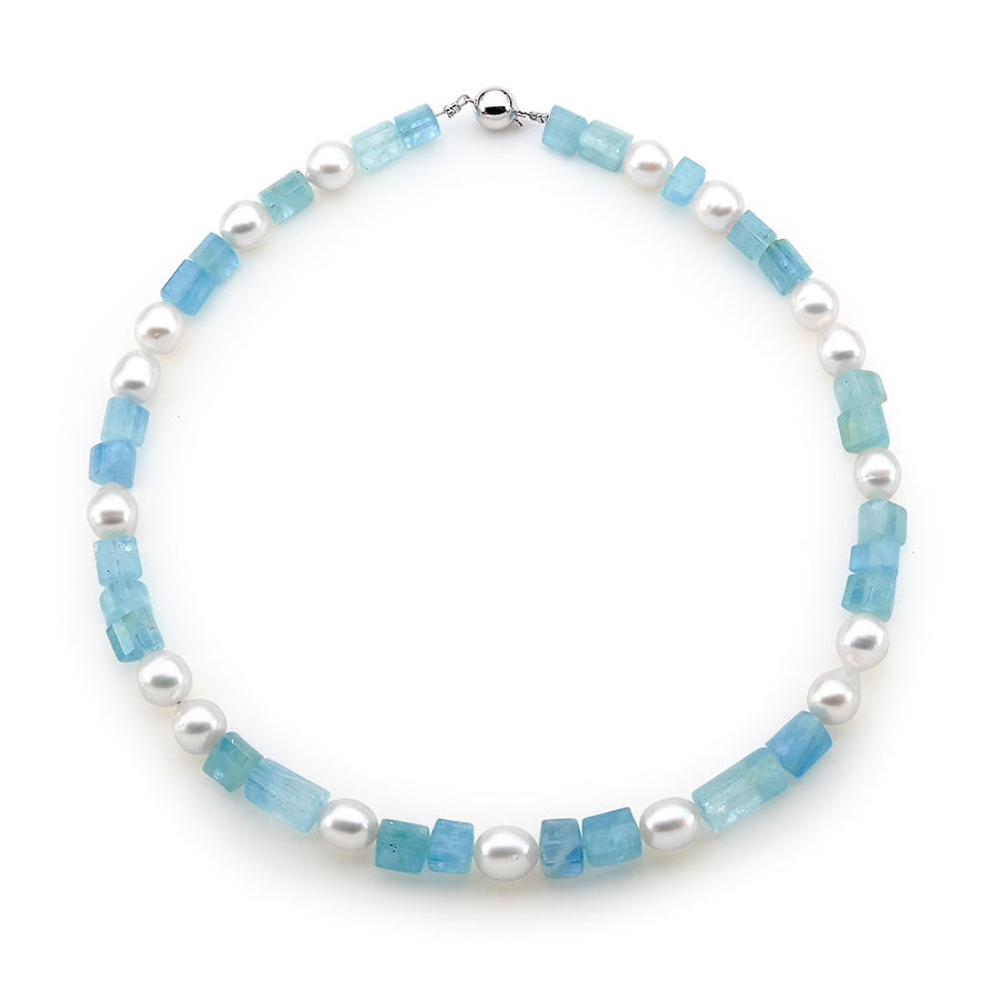 Aquamarine and Pearl Necklace