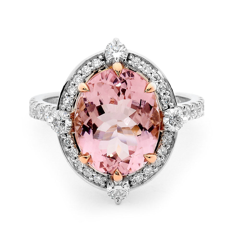 Oval Cut Morganite and Diamond Ring online jewellery shop buy jewellery online jewellers in perth perth jewellery stores wedding jewellery australia diamonds for sale perth gold jewellery perth engagement rings for women engagement rings australia custom engagement rings perth designer engagement rings unique engagement rings diamond engagement rings diamonds perth