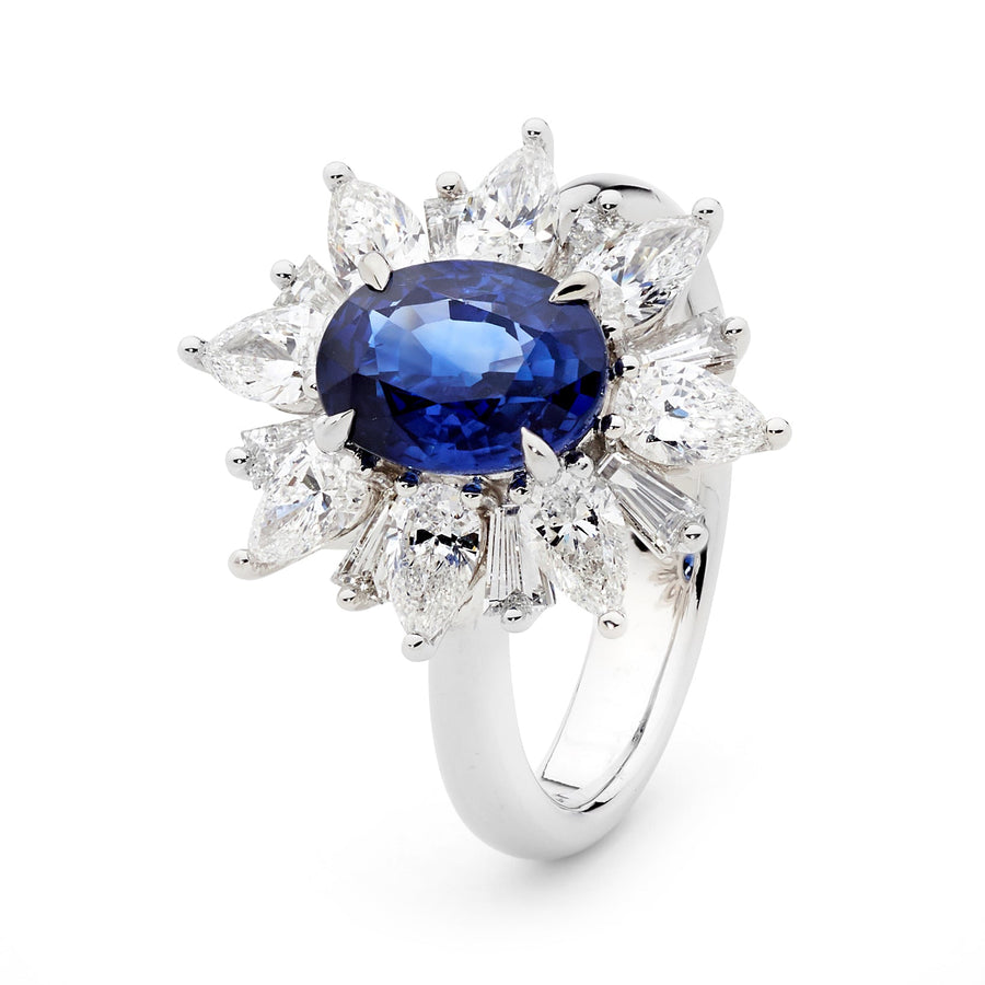 Platinum Diamond and Sapphire Ring