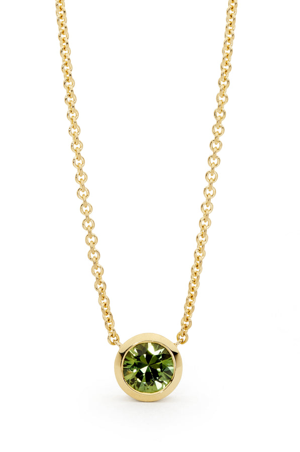 'Sunset Dance' Bezel Set Green Sapphire Necklace