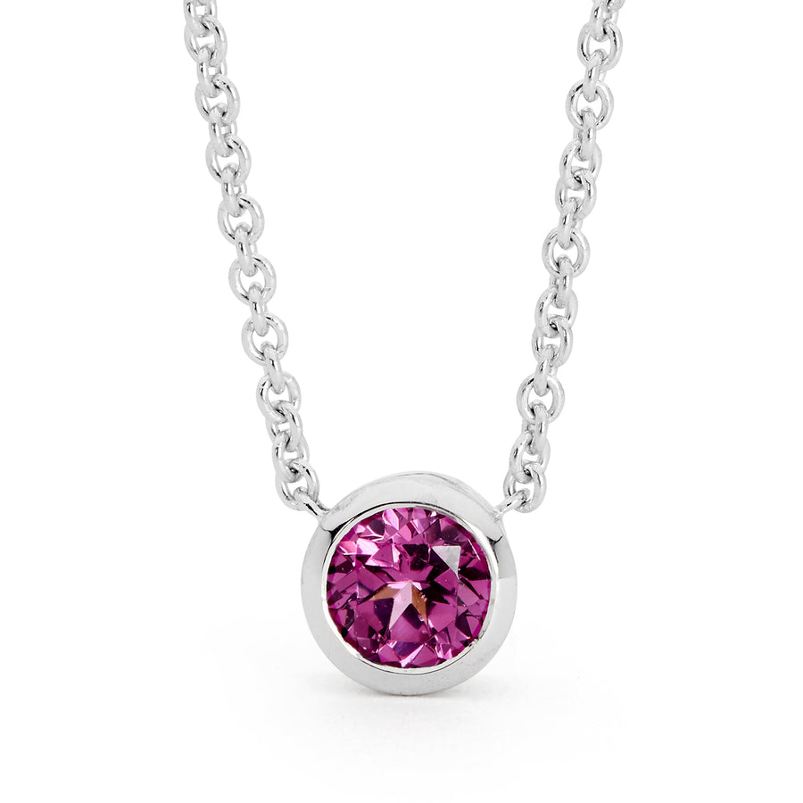 'Sunset Dance' Bezel Set Rhodalite Garnet Necklace
