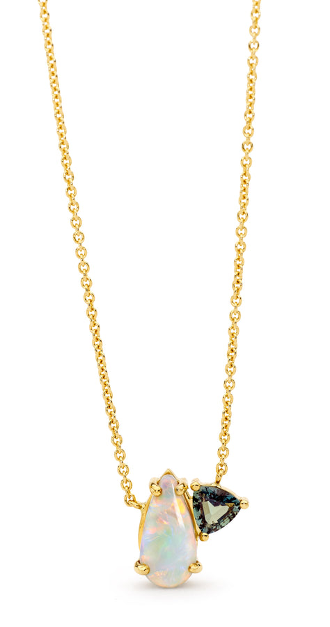 'Ethereal' Opal & Alexandrite 18ct Gold Necklace