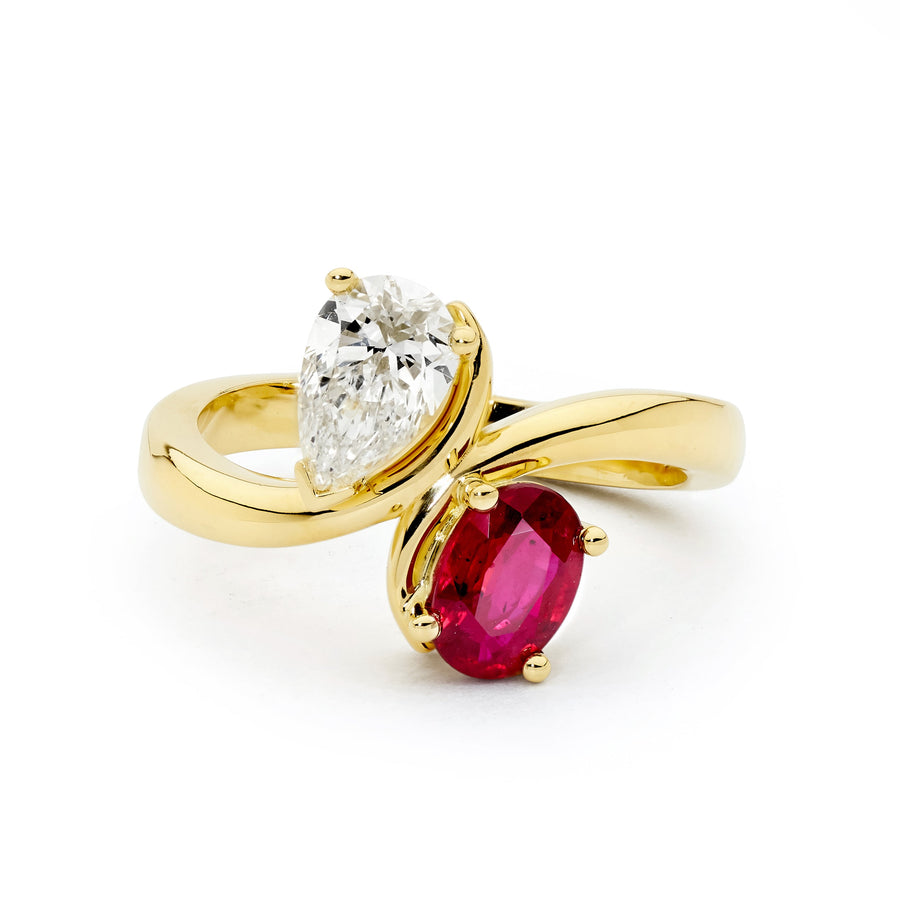 'Francesca' Ruby & Diamond Toi et Moi Ring