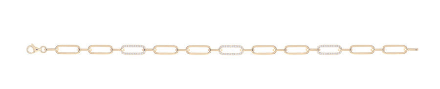 'Bianca' 18ct Yellow Gold Diamond Paperclip Bracelet