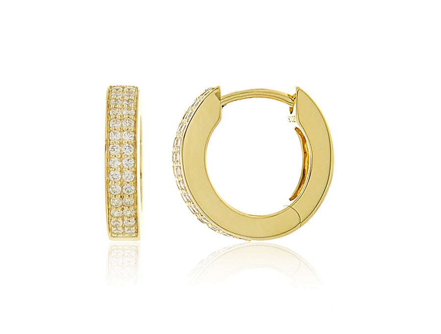 'Alice' Yellow Gold Diamond Huggie Earrings
