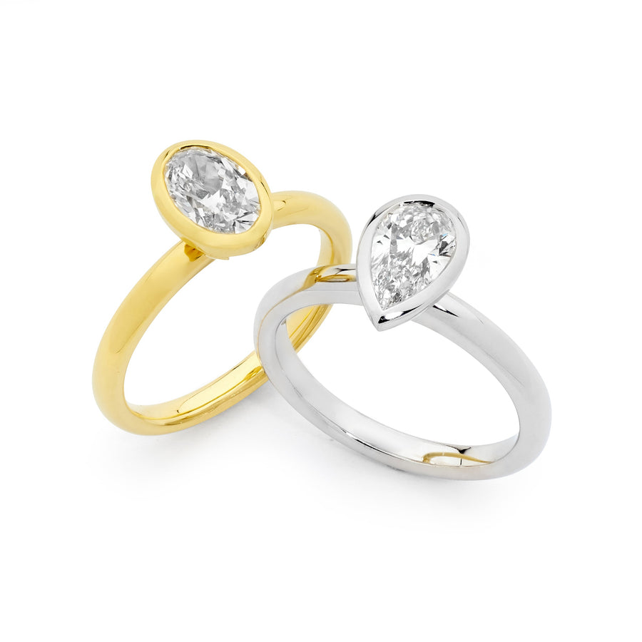 'Frida' 18ct White Gold Bezel Set Diamond Ring