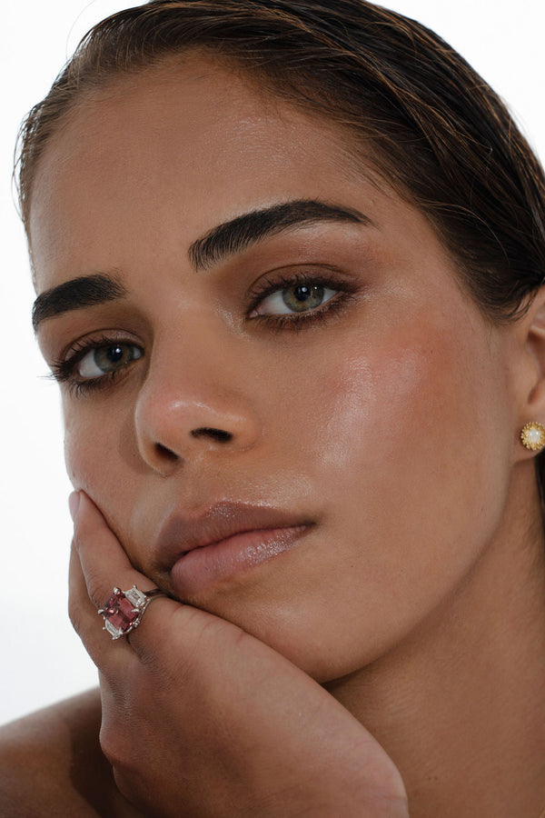 'Crimson Plains' Pink Tourmaline & Diamond Ring