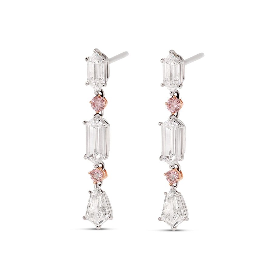 'Harmony' white and pink diamond earrings