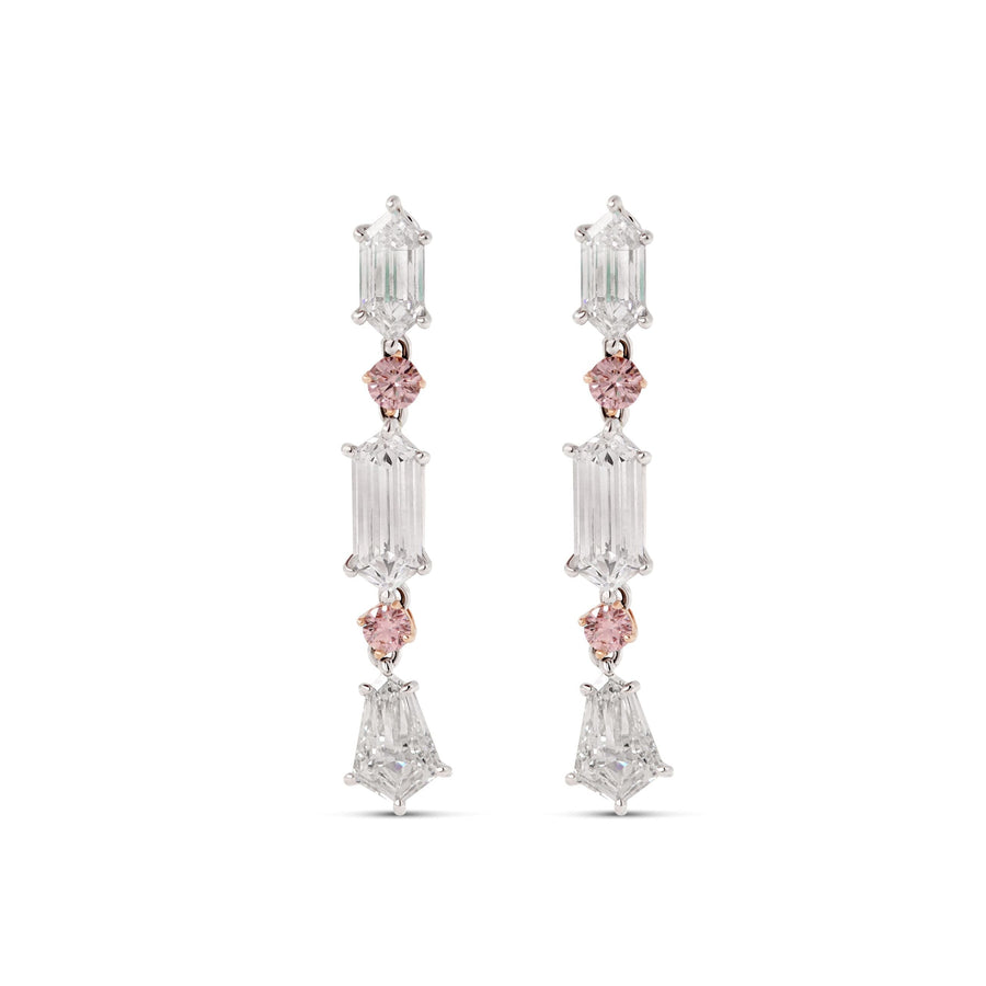 'Harmony' white and pink diamond earrings